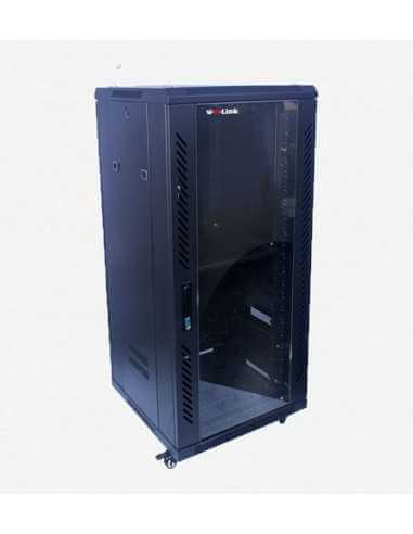 Armoire informatique 27U-80C 800x800x1400 avec 2 étagères et 2 ventilateurs